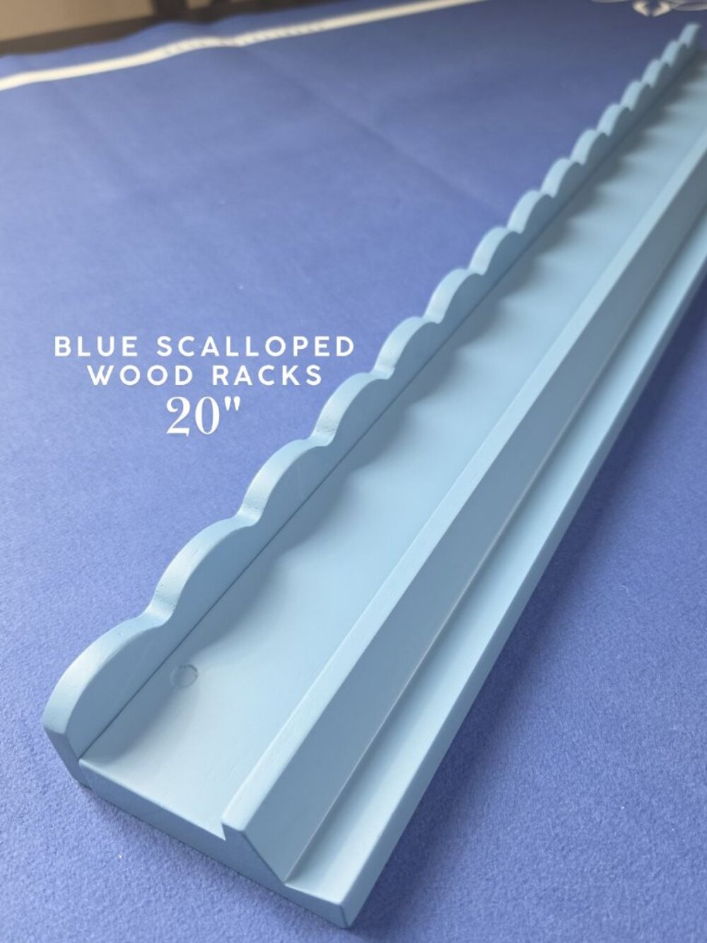 Scalloped Wood Mah Jongg Racks with Magnetic Pushers 20" - Blue (Set of 4)